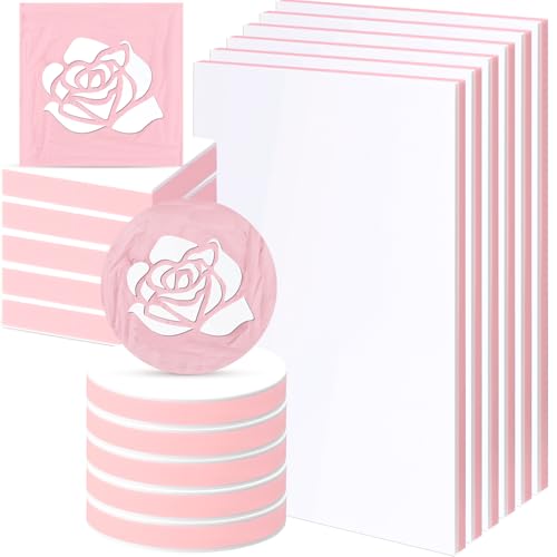 18 Pcs Rubber Stamp Carving Blocks Linoleum Blocks 4"x6" and 2"x2" Round Square Rectangle Block Carving Kit for Stamp Crafts DIY Project (Pink and White) - color: Pink and White
