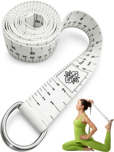 Precision Yoga Strap – Stretching Strap with Measurement Indicators for Physical Therapy, Recovery, Mobility & Flexibility Tracking – Durable Polyester Webbing with Metal D-Rings