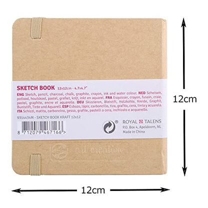 Talens Japan T9314-434M 452361 Art Creation Sketchbook, Drawing Notebook, 4.7 x 4.7 inches (12 x 12 cm), Craft Paper - color: craft paper, size: 12×12cm