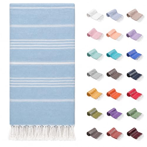 PARK & OZ Turkish Beach Towel – Oversized 100% Cotton Quick-Dry & Sand-Free Blanket 72x40– Ultra-Absorbent, Lightweight & Compact Pool Towel for Beach, Travel, Spa, Gym, Camping & Home (Baby Blue) - color: Baby Blue