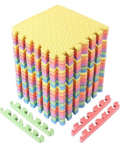 Arrowbash 12x12x1 Inch EVA Thick Interlocking Foam Floor Tiles Puzzle Exercise Mat Foam Mats for Home Gym Pets(Colorful,20) - color: Colorful, size: 20