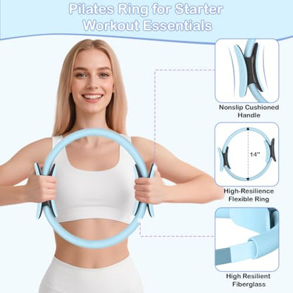 Hoedia Pilates Kit for Women, Pilates Equipment Ring and Ball Set - color: Blue