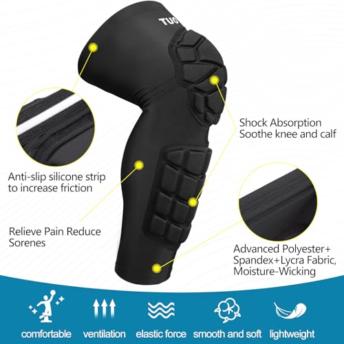 High-Density EVA Foam Padded Knee Calf Pads -Gym Knee Protectors, Non-Slip Sports Knee Guards for Running, Basketball, Fitness, and Workout for Men Women - size: X-Large