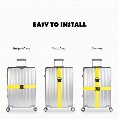 2pcs 74″×2″Luggage Straps for Suitcases,Adjustable Suitcase Straps and Heavy Duty Strap Buckle Packing Straps Travel Accessories,Yellow - color: Yellow 2PCS