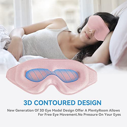 Sleep Mask for Lash Extensions, 3D Memory Foam | Zero Eye Pressure, 99% Blackout, Adjustable Strap, Breathable Fabric, Travel, Yoga, Nap, Lightweight, Soft Comfort - color: Pink