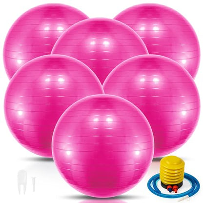 Jexine 6 Pcs Yoga Ball Exercise Ball - color: Pink, size: 25.59 Inch