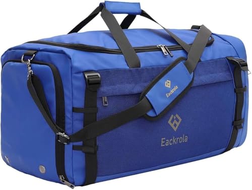 Extra Large Sports Gym Bag, Travel Duffel bag with Wet Pocket & Shoes Compartment for men women, 85L, Lightweight （Blue） - color: Blue, size: 85L