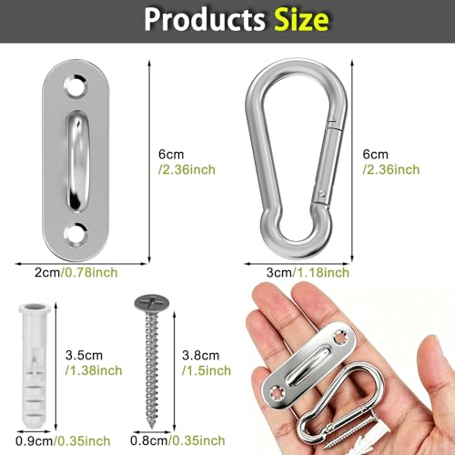 Heavy Duty Stainless Steel Pad Eye Hooks, for Hammock Swing & Yoga(3Pack) | 500 lbs Weight Capacity，Indoor & Outdoor Mounting，Multi-Purpose Anchor Points，Maintains Stability in Harsh Weather Conditions