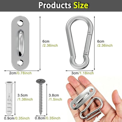 Heavy Duty Stainless Steel Pad Eye Hooks, for Hammock Swing & Yoga(3Pack) | 500 lbs Weight Capacity，Indoor & Outdoor Mounting，Multi-Purpose Anchor Points，Maintains Stability in Harsh Weather Conditions