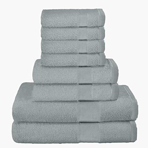 Belizzi Home 8 Piece Towel Set 100% Ring Spun Cotton, 2 Bath Towels 27x54, 2 Hand Towels 16x28 and 4 Washcloths 13x13 - Ultra Soft Highly Absorbent Machine Washable Hotel Spa Quality - Jade - color: Jade, size: 8 Piece Towel Set
