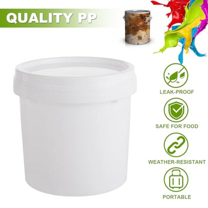 4 Pack Small Paint Bucket for Painting Pint Touch Up Paint Containers with Lids Empty Paint Cans Plastic Paint Storage Containers 1/2 Quart Paint Cans Hand Held Paint Pail for Leftover Paint