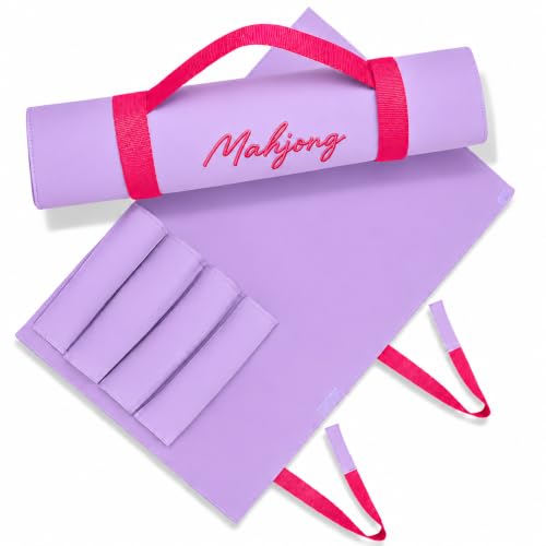 American Mahjong Rack Storage Bag – Roll-Up Canvas Carrier Fits 4 Racks & Pushers – Portable Protective Sleeve Organizer for Travel & Club – Mah Jongg Accessories Gift (Bag Only) (Purple) - color: Purple