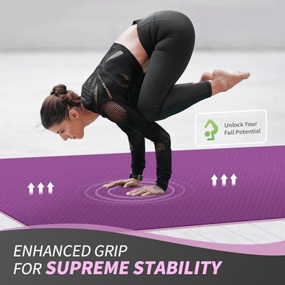 CAMBIVO 72''x48'' Large Yoga Mat, Extra Thick TPE Workout Mat - color: PURPLE, size: 6mm