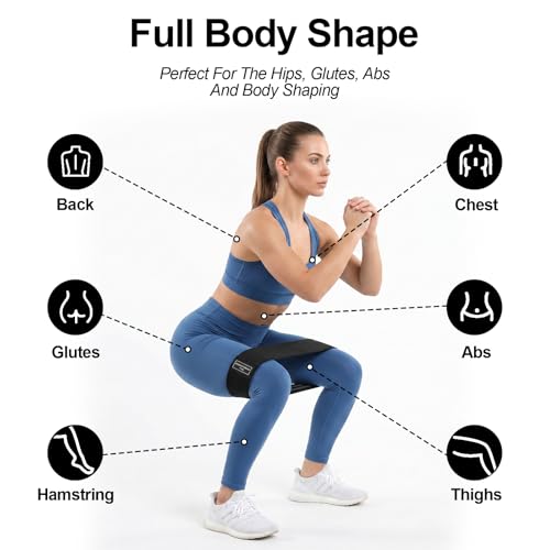 10 Pcs Fabric Resistance Bands for Working Out Non-Slip Booty Exercise Loop Bands for Legs, Glutes, and Fitness Training, Yoga Pilates Fitness Gym, Black