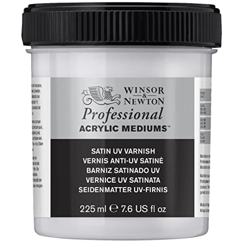 Winsor & Newton Professional Acrylic Medium, Satin UV Varnish, 450ml | Provides a removable satin protective coating that helps protect acrylic paintings from UV exposure and surface contaminants. - color: Satin Uv Varnish, style: 450ml (15.2-oz)