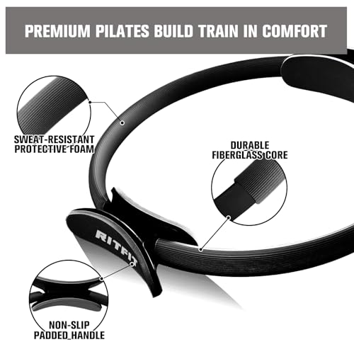 RitFit Pilates Ring 14 Inch Magic Fitness Circle for Inner Thigh Toning - style: Black Kit