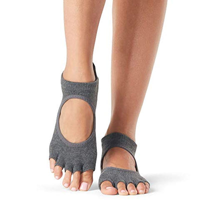 toesox Bellarina Grip Socks for Women, Half-Toe - color: Charcoal Grey, size: Small