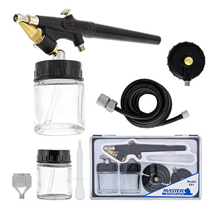 Master Airbrush E91 Airbrush Set Single-Action External Mix Siphon Feed | Airbrush Set with 0.8mm Tip and 1/8" air inlet
