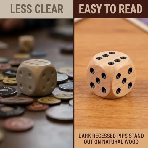 10Pcs Wooden D6 Dice Set, 20mm Round Corner, 6 Sided Gaming Dice for Adults Standard Game Dice
