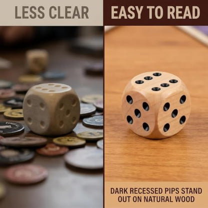 10Pcs Wooden D6 Dice Set, 20mm Round Corner, 6 Sided Gaming Dice for Adults Standard Game Dice