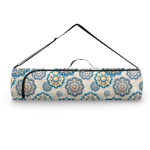 Yoga Mat Bag Portable Yoga Mat Holder with Adjustable Strap Lighweight Gym Tote Bag with Handle - color: Boho Mandala White