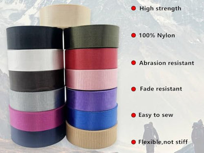 1 1/2" Black Nylon Webbing 12yds for Bag Straps Crafts - color: Black