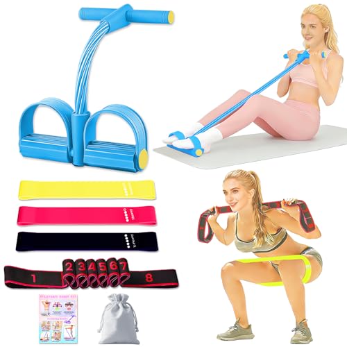 5 Pcs Resistance Bands Set, Pedal Resistance Band with Handles Fitness Equipment, Workout Elastic Exercise Bands for Ab, Waist, Arm, Leg, Women Stretch Bands for Pilates, Yoga at Home, Gym - color: Colorful
