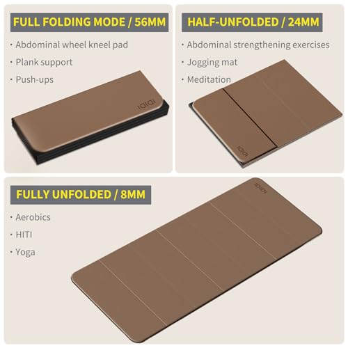 Foldable Yoga Mat Extra Large 74"×31.5" - color: Brown+Black