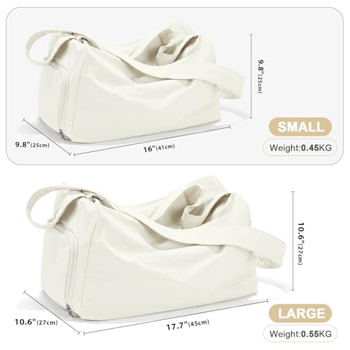 Small Gym Bag with Shoe Compartment, Workout Sport Duffle Bag for Women Travel, Waterproof Shoulder Overnight Bags Lightweight Carry on Tote Bags for Swim, Yoga, Dance - color: A-Beige, size: Small