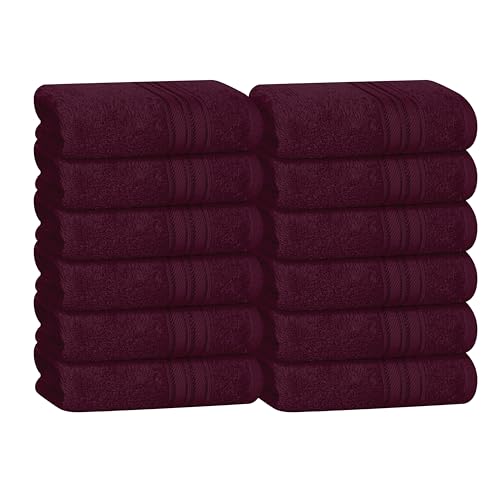 BOUTIQUO Ultra Soft Cotton Washcloths, Contains 12 Piece Face Cloths 12x12 inch, Ideal for Everyday use Face Towels, Compact & Lightweight Multi Purpose Washcloths - Burgundy - color: Burgundy, size: Washcloths - Set of 12