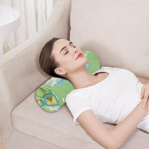 Bolster Pillow Neck Pillow Round Soft Health Memory Foam Pillows Long Cylindrical Body Pillow with Removable Cover Cute Back Yoga Dinosaur Sunglasses Volcano Green 17" x 5.5" - color: Dinosaur Sunglasses Volcano Geen