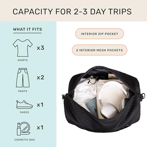 Jadyn Lola Travel Bag, Weekender/Overnight Duffel, Gym Tote Bag for Women, Men - color: Diamond Black