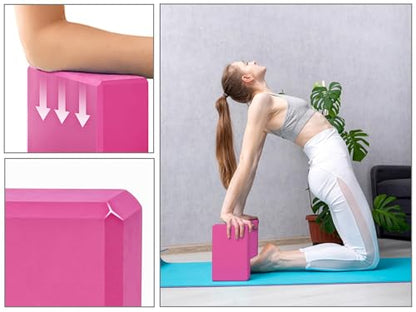 EXERZ Yoga Blocks 2 pack, Gym Blocks, Exercise Workout Fitness Bricks, Pilates Stretch Handstand Non-Slip - color: Pink
