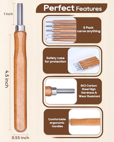 UCEC 5+1+1+6 Pack Linocut Wood Carving Tools Set Linoleum Experts & Beginners 6 Blades Universal Size Purple with 4‘’ Brayer Roller