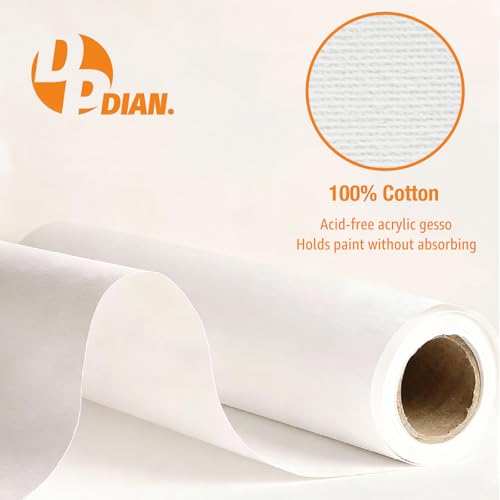 48 Inch x 20 Feet Primed Cotton Canvas Rolls for Painting - Ready to Stretch Canvas Material for Acrylic, Oil, Watercolor, Tempera, Gouache Paint - size: 48 Inch X 20 Feet
