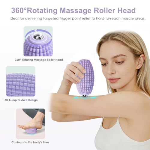 Vibrating Massage Ball with Rolling Head for Plantar Fasciitis - color: Purple