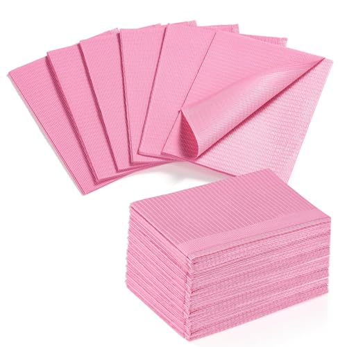 Makartt 50 Pcs Pink Disposable Nail Mats, 18"x13" Waterproof | 3-Ply Absorbent Nail Mat with PE backing, Foldable for Easy Storage, Ideal for Salon, Tattoo, and Home DIY Manicure - color: Pink, size: 18" x 13"