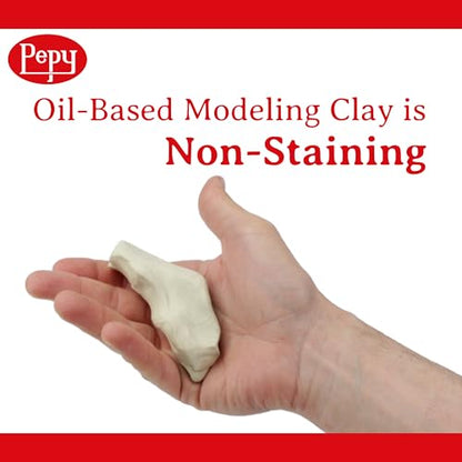 Pepy Reusable and Non-Drying Oil-Based Plasticine Modeling Clay, Cream, 4 Pounds, Sulfur-Free & Non-Toxic, Great for Kids, Beginners, and Artists, Perfect for Arts and Crafts Projects (Pack of 3) - size: 4 Pounds (Pack of 3)