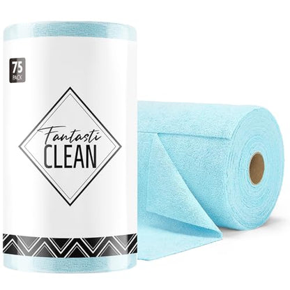 Fantasticlean Microfiber Cleaning Cloth Roll- 75 Sheets, 12" x 12" (Blue) - color: Blue, size: 75 pack