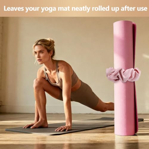 Yoga Mat Scrunchie - Stylish Holder, Durable & Elastic Fabric - Fits All Standard Mats (Mat Not Included) - color: Pink