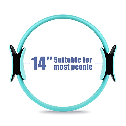 RitFit Pilates Ring 14 Inch Magic Fitness Circle for Inner Thigh Toning | Bonus Workout Guide & Storage Bag Included, Lightweight & Portable, Pilates Yoga Full Body Toning - style: Cyan