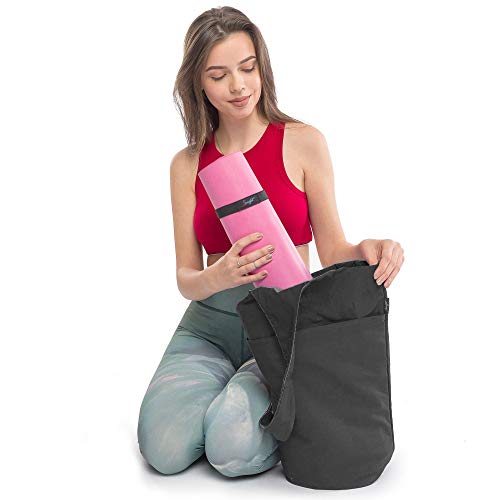 Yoga Mat Bag & Carrier with Pockets for Women - color: Black