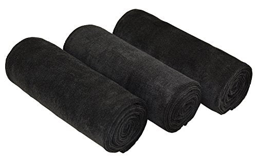 16" x 32"Gym Towels for Men & Women Microfiber Sports Towel Set Fast Drying & Absorbent Workout Sweat Towels for Fitness,Yoga, Golf,Camping 3-Pack Gift - color: 3-pack Black