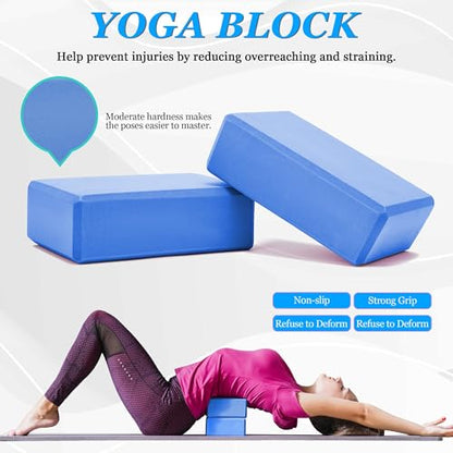All in One Yoga Wheel Set, Soft Foam Roller Wheel for Back Pain & Stretching, Yoga Blocks 2 Pack with Strap, Trigger Point Therapy Massage Ball for Deep Tissue, Yoga Starter Kit for Beginner - color: C1, Black