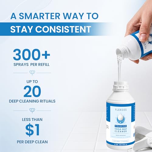 Flexies Foaming Yoga Mat Cleaner Refill Pack | Plant-Based Foaming Spray | Deep Cleans Yoga and Pilates Mats, 6.76 fl oz, Fragrance-Free - color: Refill Fragrance Free