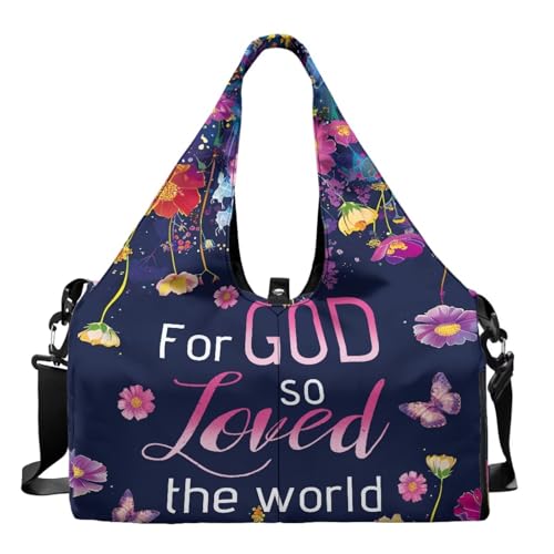Yoga Mat Bag for Men Women Canvas Yoga Mat Carrier Take In Out Mat Easily for Beach Swim Bags Pool Sports Gym - color: GOD LOVE Print