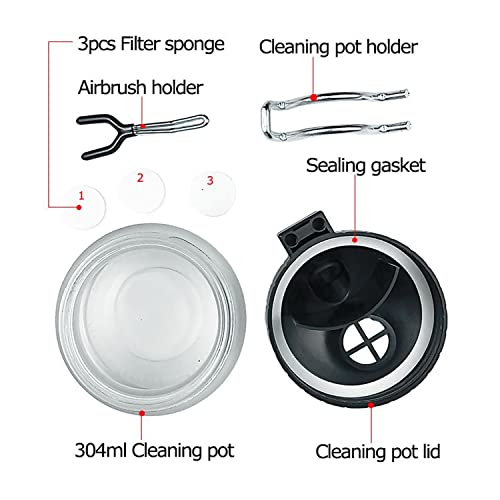 JOYABEST Airbrush Cleaning Kit Pro with 13-Piece Needle Set, Pot & Brushes | Glass pot with holder. 5 brushes & 5 needles. 13 cleaning needles unclog jets & nozzles. Repair tool removes broken tips