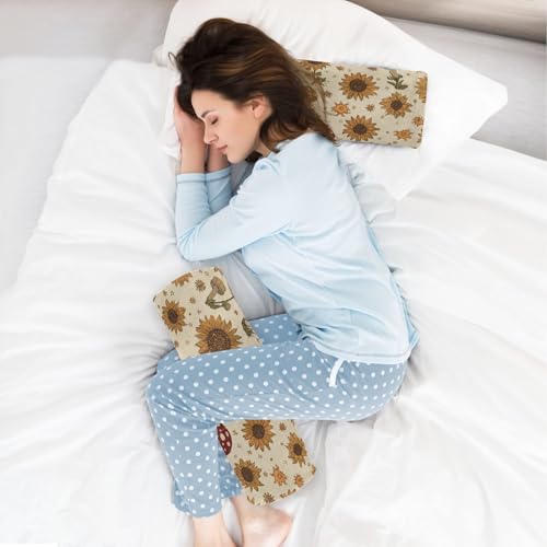 Bolster Pillow Neck Pillow Round Soft Health Memory Foam Pillows Long Cylindrical Body Pillow with Removable Cover Cute Back Yoga Autumn Mushrooms Sunflower Yellow 17" x 5.5" - color: Autumn Mushrooms Sunflower Yellow
