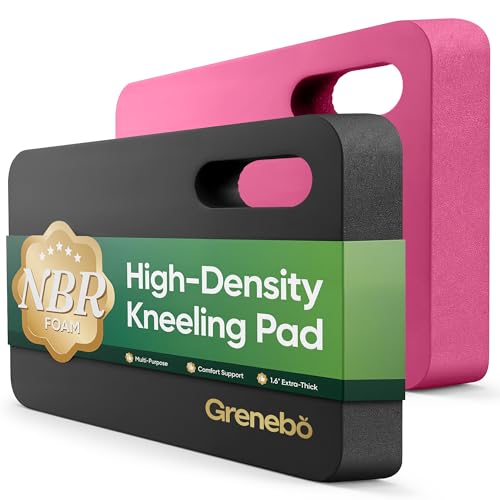 Grenebo 2-Pack Kneeling Pads, Extra Thick, 17.3 x 11 x 1.6 in, Black Pink - color: Black Pink