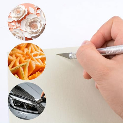 WANDIC 1 Set Precision Carving Knife Set, Stainless Steel Hobby Knife with 24PCS Blades & 15cm Metal Ruler Craft Cutting Tools for Scrapbooking Stencil Paper Art and Vinyl Craft Project